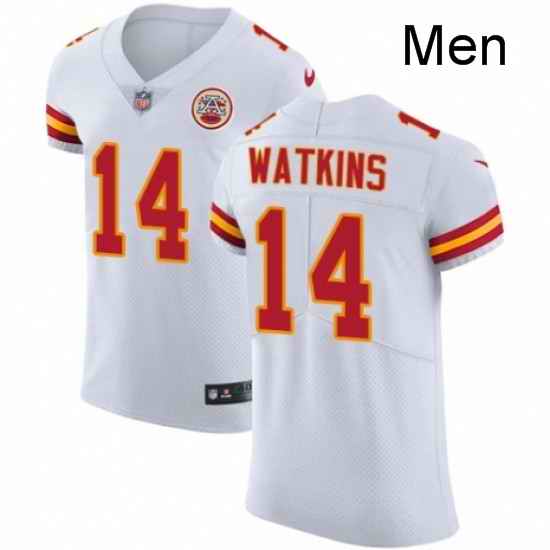 Men Nike Kansas City Chiefs 14 Sammy Watkins White Vapor Untouchable Elite Player NFL Jersey